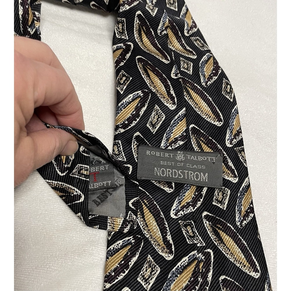 Robert Talbott Best of Class Nordstrom Silk Tie Hand Sewn USA Oval Print Vintage
